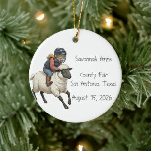 Personalisierte Mutton Bustin Rodeo Mädchen Keramik Ornament