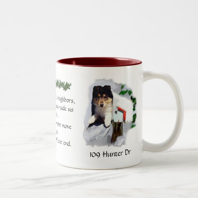 Personalisierte Nachbarn Weihnachtsgeschenk Zweifarbige Tasse (Rechts)