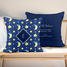 Personalisierte Nachricht Moon and Stars Blue Kissen