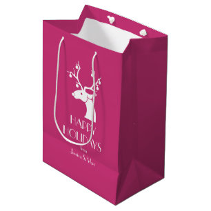 Personalisierte Nachricht: Rosa Weihnachtsweiße Re Mittlere Geschenktüte