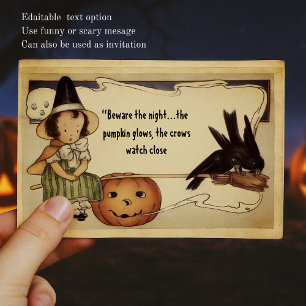 Personalisierte Nachricht Vintage Hexe Halloween Postkarte