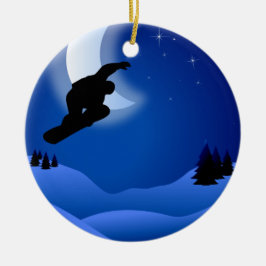 Personalisierte Nachtschneefall mit Mondberg Keramik Ornament