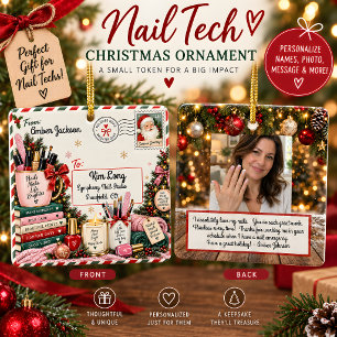 Personalisierte Nageldesignerin Weihnachts-Postkar Keramikornament