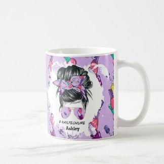 Personalisierte Nail Tech Life Lila Tasse