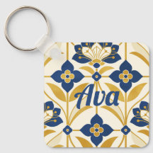 Personalisierte Name Art Deco Marineblau & Gold Bl