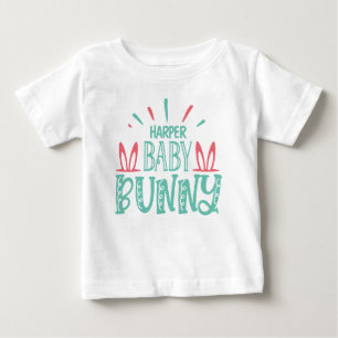 Personalisierte NAME Baby-Häschen-Schmetterling-Os Baby T-shirt