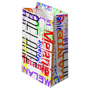Personalisierte Name-Collage bunt Kleine Geschenktüte