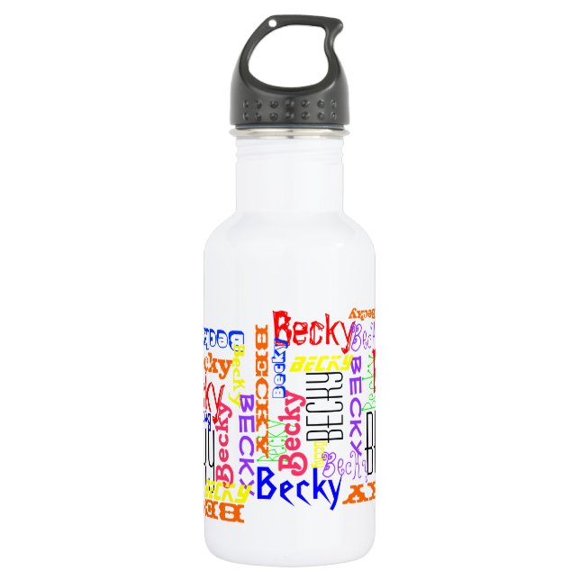 Personalisierte Name-Collage bunt Trinkflasche (Vorderseite)