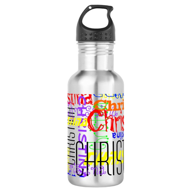 Personalisierte Name-Collage bunt Trinkflasche (Vorderseite)