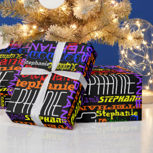 Personalisierte Name-Collagen-bunter Geburtstag Geschenkpapier