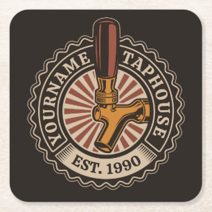 Personalisierte NAME Craft Beer Taphouse Brauerei Rechteckiger Pappuntersetzer
