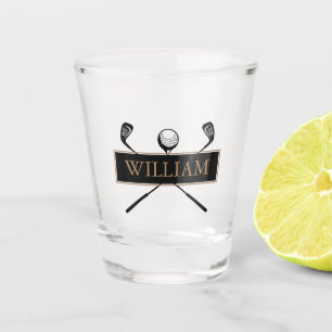 Personalisierte Name Gold und Schwarz Golfschläger Schnapsglas