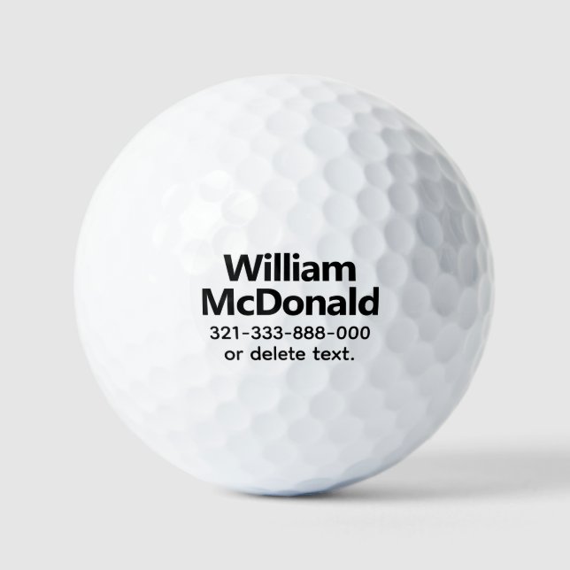 Personalisierte Name Golfbälle Vorlage BOLD 20 (Vorderseite)