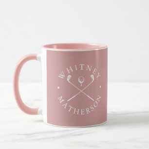 Personalisierte Name Golfschläger Dusty Rose Und W Tasse