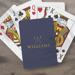 Personalisierte Name Navy Blau und Gold Golfschläg Spielkarten
