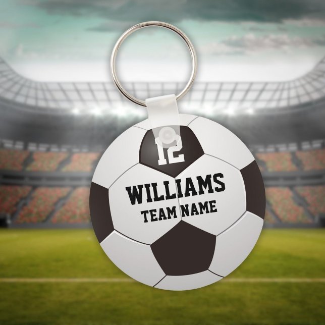 Personalisierte Name Team Name Soccer Ball Schlüsselanhänger (Personalized Name Number Team Name Soccer Ball Keychain)