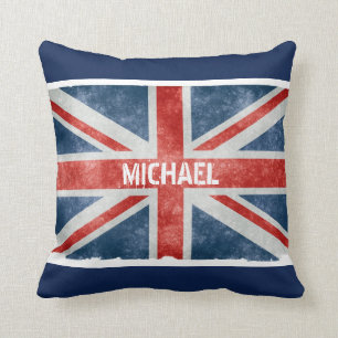 Personalisierte Name Vintage Union Jack Flagge Kissen