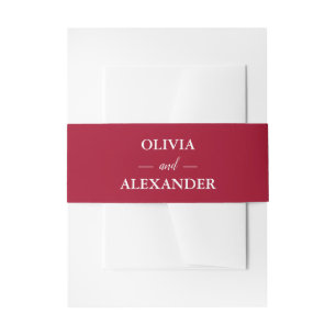 Personalisierte Namen Deep Red Wedding Einladungsbanderole