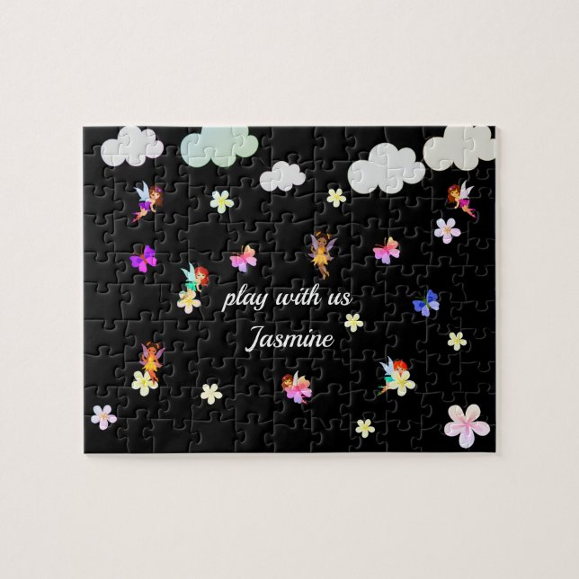 Personalisierte Namen Girls Fairies Puzzle (Horizontal)