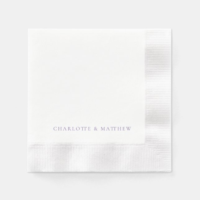 Personalisierte Namen Hochzeit in Lavendel Serviette (Vorderseite)