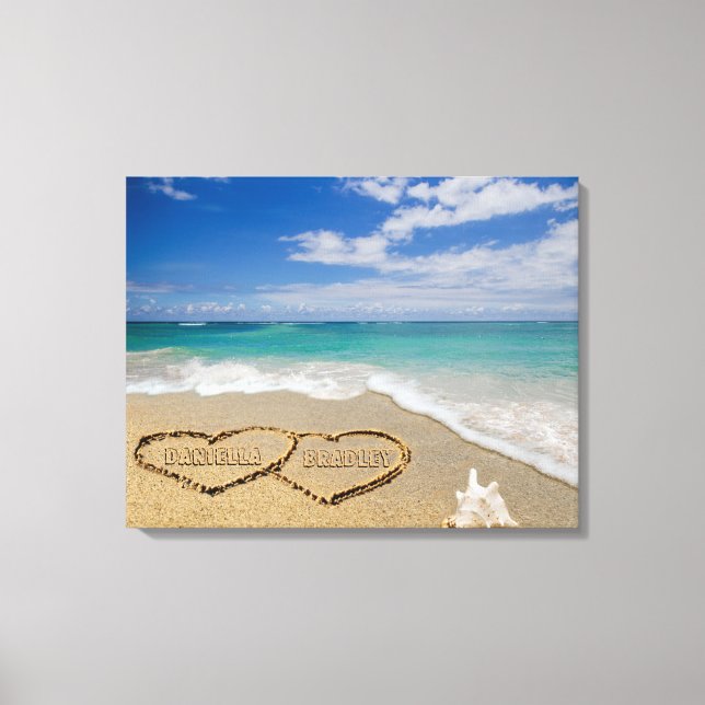 Personalisierte Namen hören in Sandkunst Leinwanddruck (Vorderseite)
