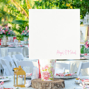 Personalisierte Namen Hot Pink Hochzeitscocktail Serviette