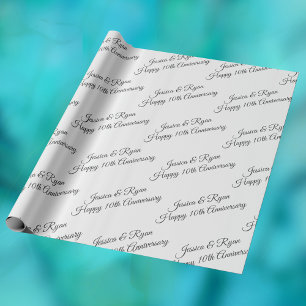 Personalisierte Namen, Jubiläumsjahr, Graue Schrif Geschenkpapier