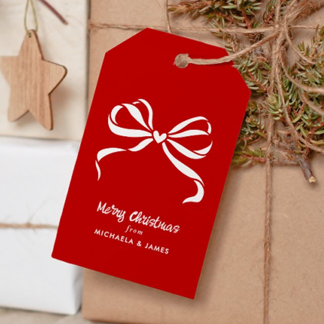 Personalisierte Namen Merry Christmas Bow Geschenkanhänger (Von Creator hochgeladen)