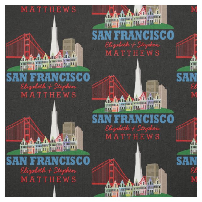 Personalisierte Namen San Francisco Skyline Stoff (Muster)