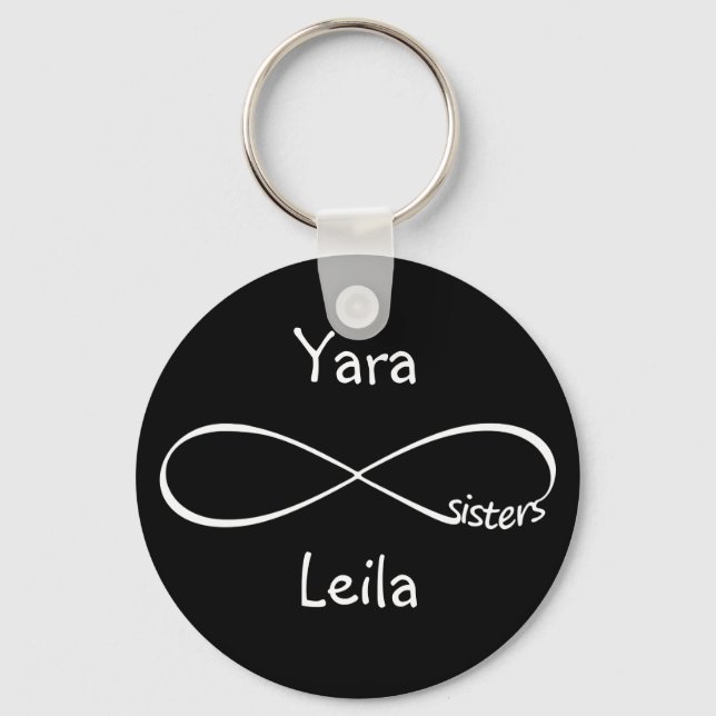 Personalisierte Namen Sisters Infinity Symbol Simp Schlüsselanhänger (Vorderseite)