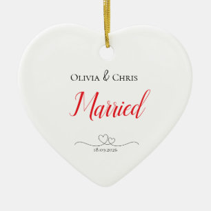 Personalisierte Namen und Heiratsdatum Herzen  Keramik Ornament