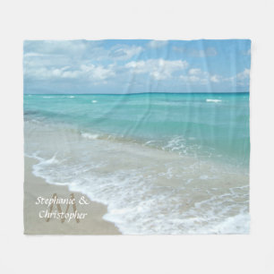 Personalisierte Namen von Aqua Beach Wedding Monog Fleecedecke