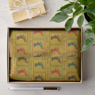 Personalisierte Namen von Santas Rentieren Vintage Seidenpapier