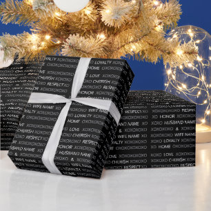 Personalisierte Namen, XOXO schwarze und weiße Hoc Geschenkpapier