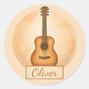 Personalisierte Namens-Akustikgitarre für Musiklie Runder Aufkleber