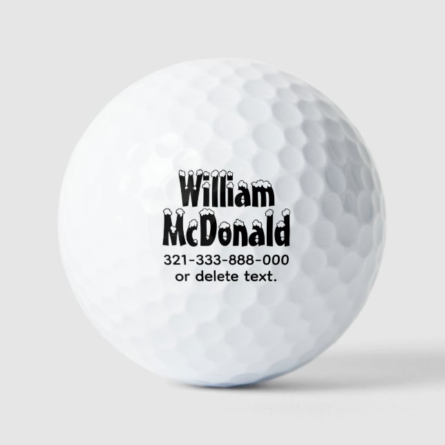 Personalisierte Namens-Golfbälle Vorlage FUN RETRO Golfball (Vorderseite)