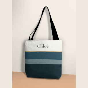 Personalisierte Namens-Tasche – Elegantes Streifen