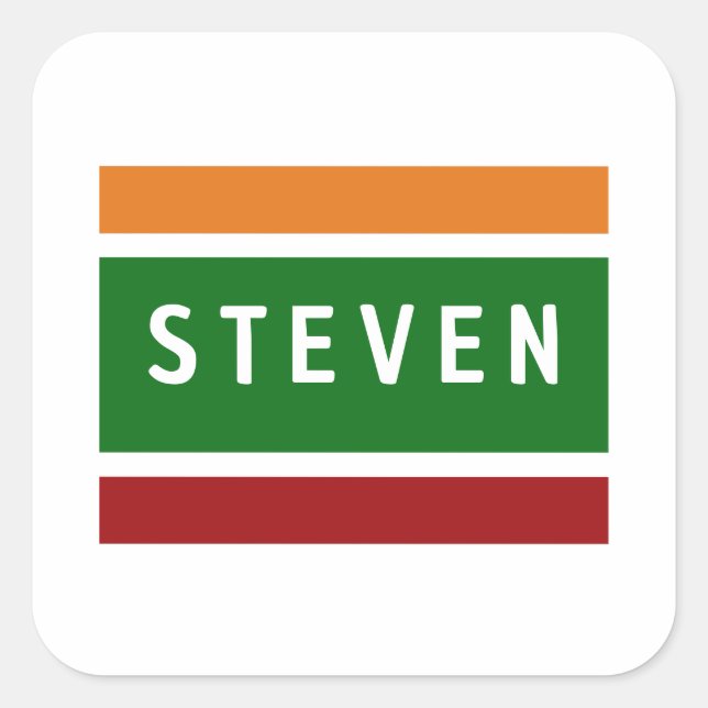 Personalisierte Namensaufkleber Retro-Streifen-Abz Quadratischer Aufkleber (Vorderseite)