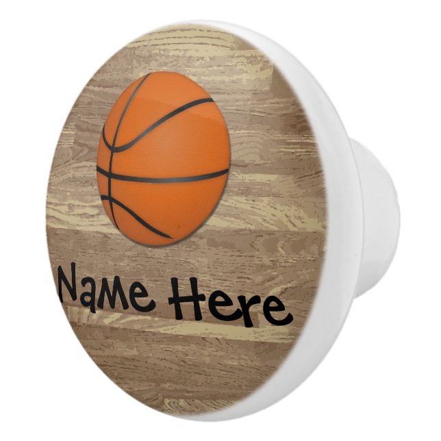 Personalisierte Namensbasketball-Orange/Brown Keramikknauf (Rechts)