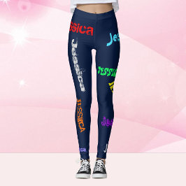 Personalisierte Namensbuchstaben Leggings Schwarz