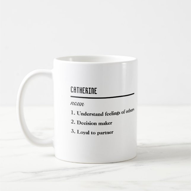 Personalisierte Namensdefinition Kaffeetasse (Links)