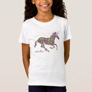 Personalisierte Namensfarbe Einhorn T-Shirt