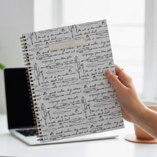 Personalisierte Namensfedern & Tinte Gold weiß Sch Notizbuch