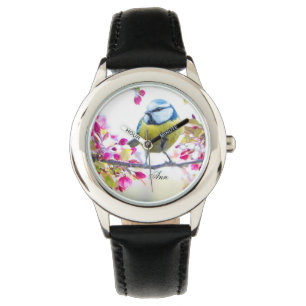 Personalisierte Namensfrühlings-Vogel-Uhr Armbanduhr