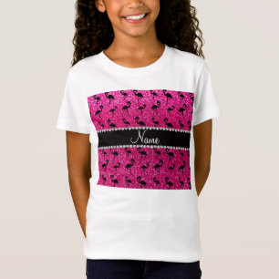 Personalisierte NamensGlitterneonflamingos des T-Shirt