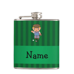 Personalisierte Namensgolfspieler-Grünstreifen Flachmann