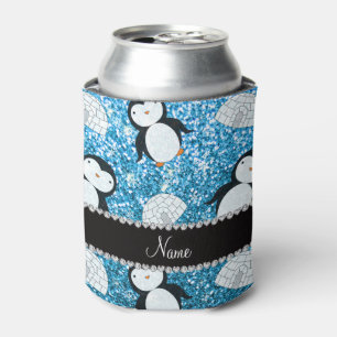 Personalisierte Namenshimmelblau-Glitter Dosenkühler