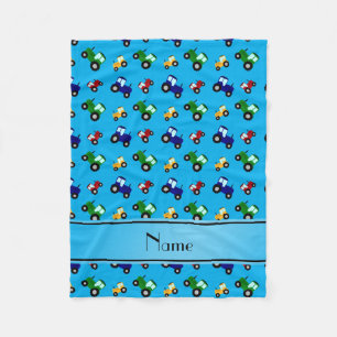 Personalisierte Namenshimmelblautraktoren Fleecedecke