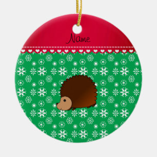 Personalisierte NamensIgelsgrünschneeflocken Keramikornament
