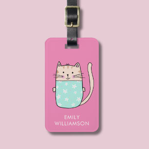 Personalisierte Namensillustration einer süßen Kat Gepäckanhänger